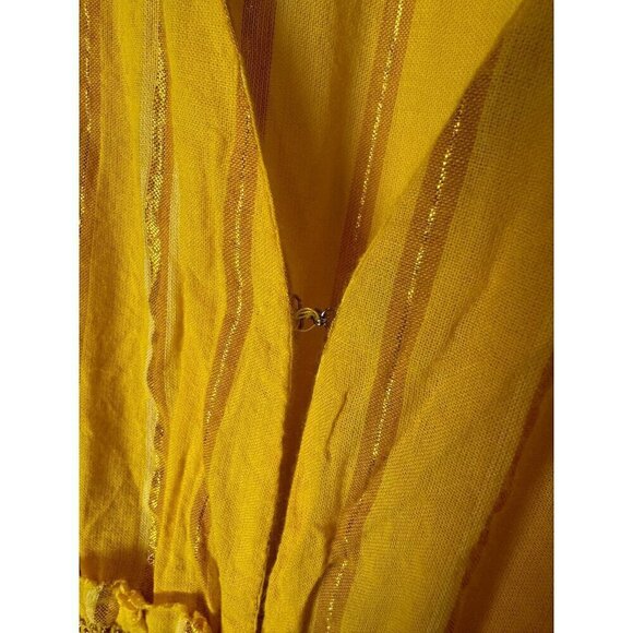 Saylor Dress Womens Small Yellow Cotton Flutter Sleeve V Neck Adrianne Mini - Picture 9 of 12